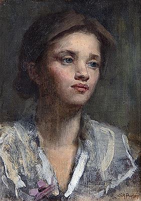 Sarah Henrietta Purser : Portrait of a Young Girl with Flower