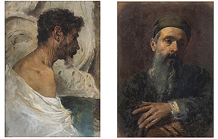 Gaetano Esposito : Uomo con barba e cappello and Uomo con barba di profilo (2)