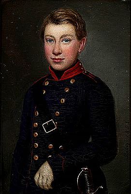 Carl Rudolph Fiebig : Portrait of a soldier, presumably of the artist's family.