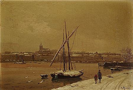 Georges Djakeli : Geneva harbor in winter