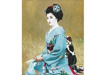 Kunio Komatsuzaki : Maiko Dancer wearing blue Kimono