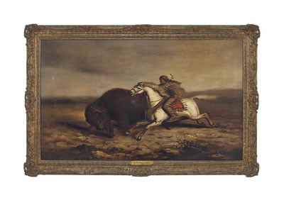 Astley David Middleton Cooper : A Red Indian Hunting Buffalo