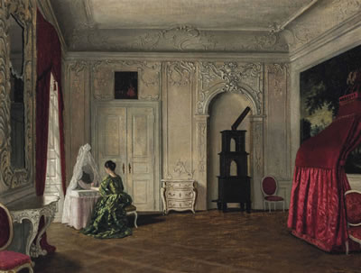 Adolf Heinrich Claus Hansen : A lady at a dressing table