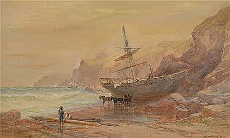 Sydney Ernest Hart : Schooner driven ashore