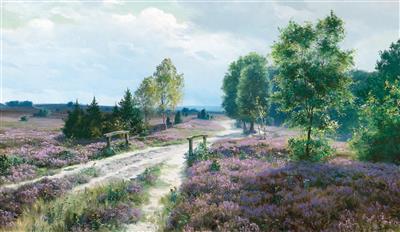 Johannes Harders : Open Heathland in Blossom