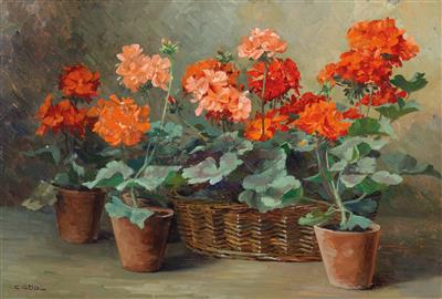 Camilla Gobl-Wahl : Pots of Geraniums