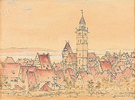 Helmut Philipp : Blick auf Überlingen am Bodensee