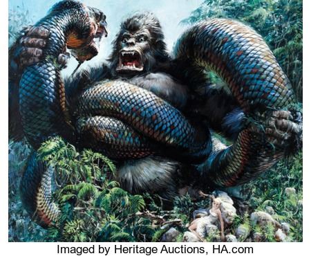 John Conrad Berkey : John Berkey King Kong Poster/Lobby Card Painting Original Art (Paramount, 1976)