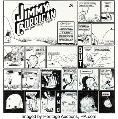 Chris Ware : Chris Ware Blab! #8 Complete 4-Page Jimmy Corrigan Story Original Art (Kitchen Sink Press, 1995)