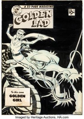 Mort Meskin : Mort Meskin Golden Lad #5 Cover Original Art (Spark Publications, 1946)