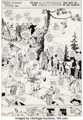 Dudley Fisher : Dudley Fisher Right Around Home Sunday Comic Strip Original Art dated 8-20-39 (King Features Syndicate, 1939)