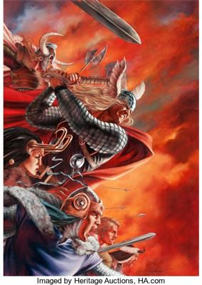 John Watson : John Watson Thor Unused Cover Painting Original Art (Marvel, c. 2010)