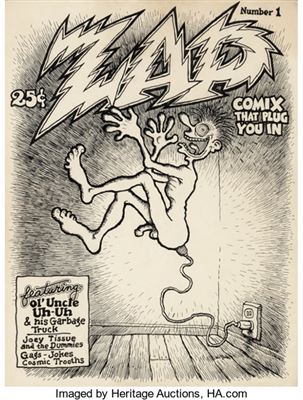 Robert (R Crumb) Crumb : Robert Crumb Zap Comix #1 Unused Cover Original Art (1967)