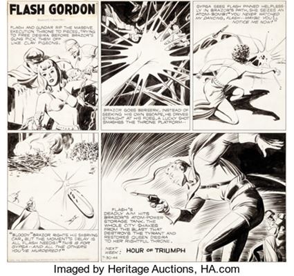 Austin Briggs : Austin Briggs Flash Gordon Sunday Comic Strip Original Art dated 7-30-44 (King Features Syndicate, 1944)