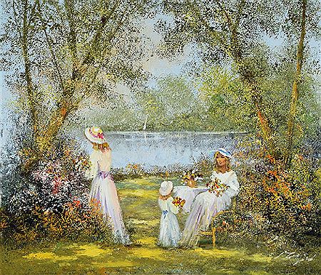 Madjid Rahnavardkar : Picnic in a garden at the lakeside