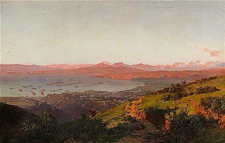 Thomas Jacques Somerscales : Evening Mood at the Bay of Valparaíso