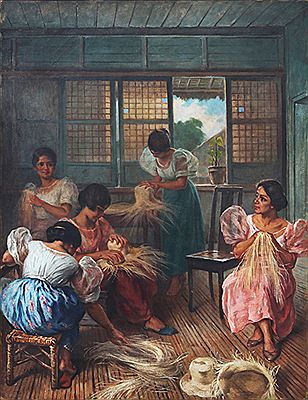 Fabian Cueto De La Rosa : Women Weaving Hats