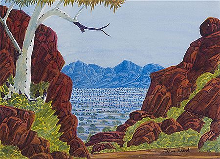 Clem Abbott : Gum Tree and MacDonnell Ranges