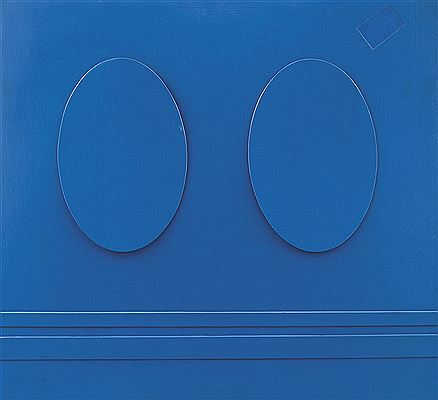 Lorenzo Piemonti : Momento blu con due ovali verticali, 1966