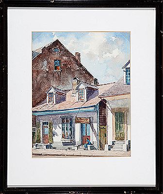 Charles Longabaugh : Two Works: 'Barracks at Burgundy Streets, French Quarter', 1939, and 'Shoe Repair Shop, Esplanade Avenue near Rampart Street'