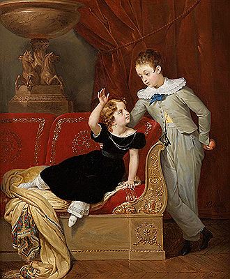 Merry-Joseph Blondel : Portrait de deux enfants dans un intérieur