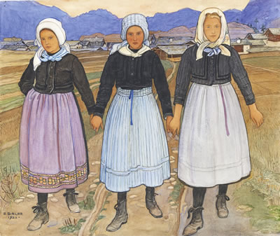 Ernest Bieler : TROIS JEUNES FILLES DE GRANOIS, 1920