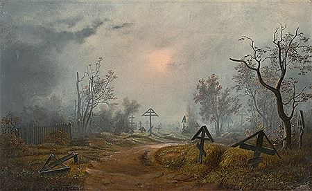 Julius Karl von Leypold : Clouds over a Russian graveyard