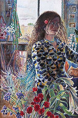 Sarah Longley : Self Portrait among Flowers