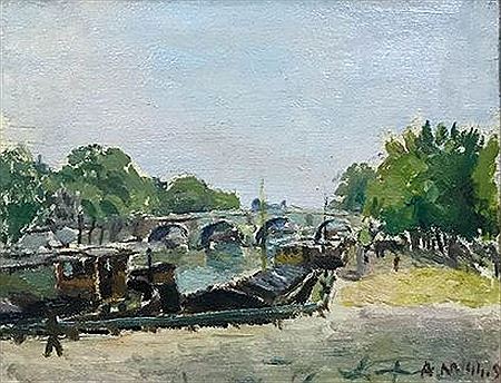 Andre Malterre : Paris, the Seine and the quays at Pont Marie