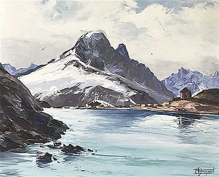 Andre Raynaud : 'Aiguille verte et le lac blanc'