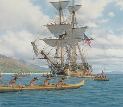 Mark Richard Myers : The Hancock off Lahaina, Maui, 1791