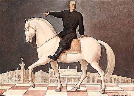 Alberto Helios Gagliardo : Portrait of Mussolini on horseback