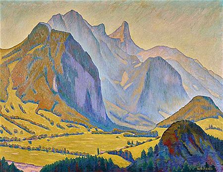 Werner Emil Engel : Blick ins sommerliche Tal mit Stockhorn