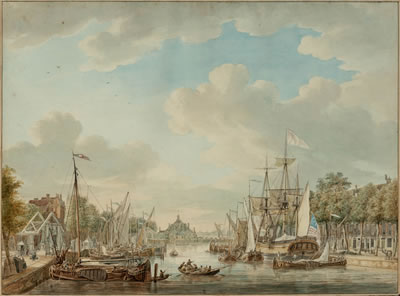 Gerrit Groenewegen : An American Ship Docked in Amsterdam