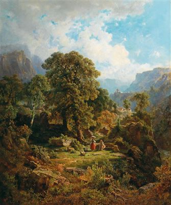 Gottfried Seelos : A landscape in the Fassa Valley, South Tyrol