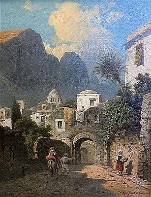 Arthur Blaschnik : Overlooking a busy street of the island of Capri