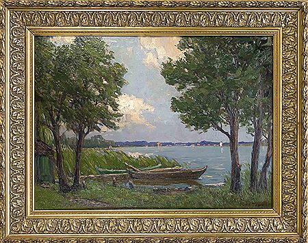 Curt Topel : Wannsee Shore with Barges