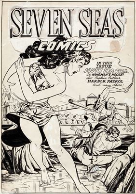 Matt (Clarence Matthew) Baker : Matt Baker Seven Seas Comics #5 Cover Original Art (Universal Phoenix Features, 1947)