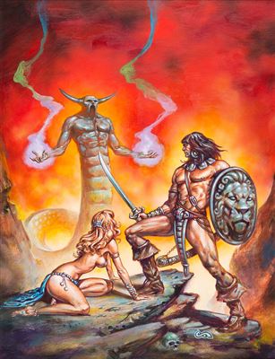 Clyde Caldwell : Clyde Caldwell Savage Sword of Conan #59 Cover Painting Original Art (Marvel, 1980)