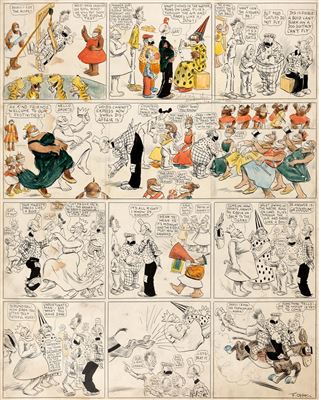 Frederick Opper : Frederick Opper Happy Hooligan Sunday Comic Strip Original Art dated 5-17-08 (American-Journal Examiner, 1908)