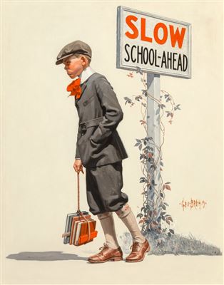 George Brehm : Boy Trudging to School, The Saturday Evening Post cover