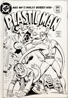 Ramona Dom Fradon : Ramona Fradon and Bob Smith Plastic Man #16 Cover Original Art (DC, 1977)