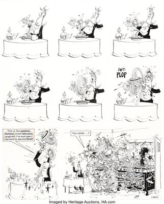 Don Martin : MAD #126 Complete 1-Page Story In an Italian Restaurant Original Art (EC, 1969)