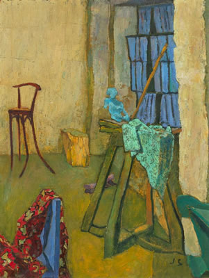 Joseph Solman : Interior with Blue Statue