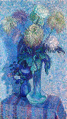 Dirk Smoorenberg : IMPRESSIONIST FLOWER STILL LIFE WITH TWO VASES