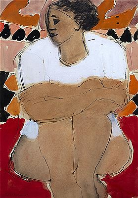 John Emanuel : Seated woman wearing white