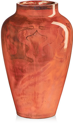 Emilie de Hoa Le Blanc : Large early oxblood vase with stylized plant cross-sections