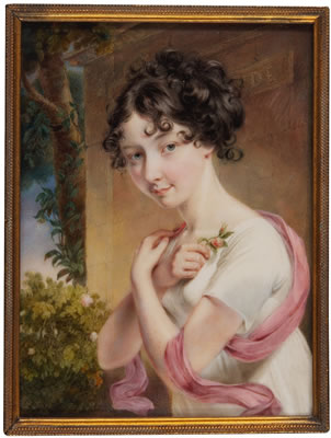 John Cox Dillman Engleheart : PORTRAIT OF A YOUNG LADY, TRADITIONALLY IDENTIFIED AS MISS SLATER