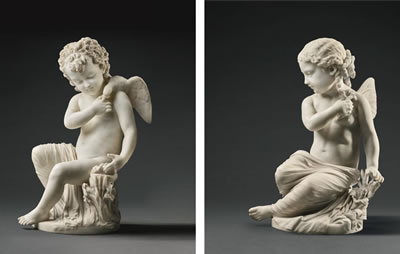 Pio Fedi : PAIR OF PUTTI AS ALLEGORIES OF PEACE AND INNOCENCE