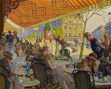 Robert Emil Stubner : The Café de la Paix at the Opera Square in Paris